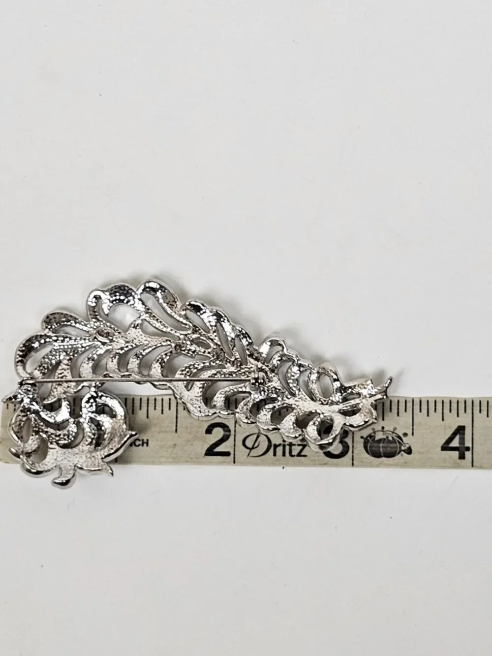 Kenneth Jay Lane KJL NR Crystal Rhinestone Pave Feather Plume Brooch Pin 3.25